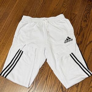 Adidas White Sweatpants with Black Stripes, Men’s Large. Like new but no tags.
